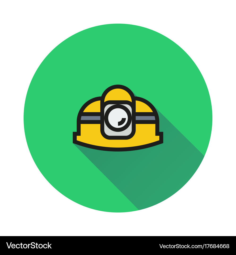 Helmet icon on round background Vector Image