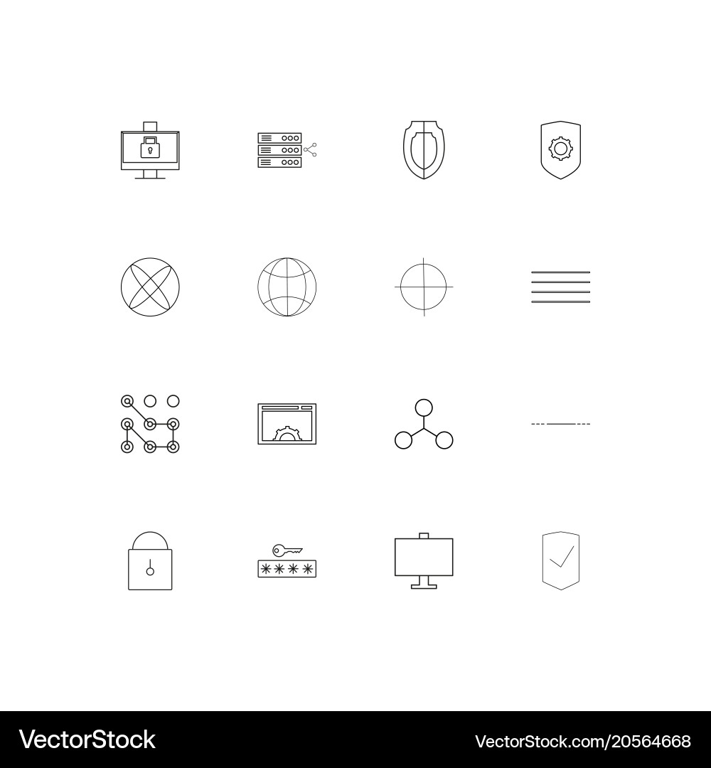 Internet security simple linear icons set vector image