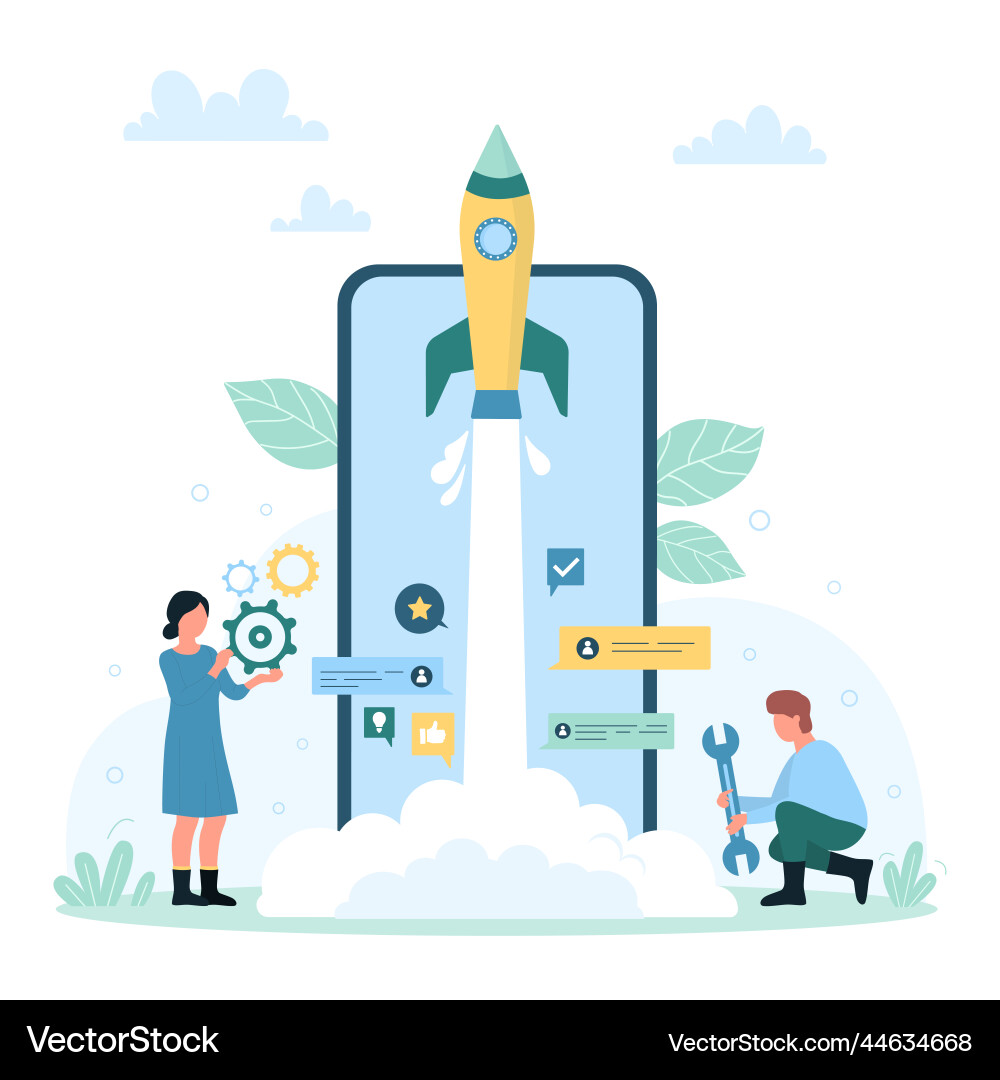 Mobile app launch and development of smartphone Mobile app launch and development of smartphone vector image