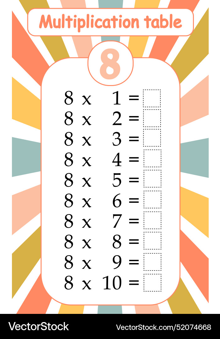 Multiplication Table By 8