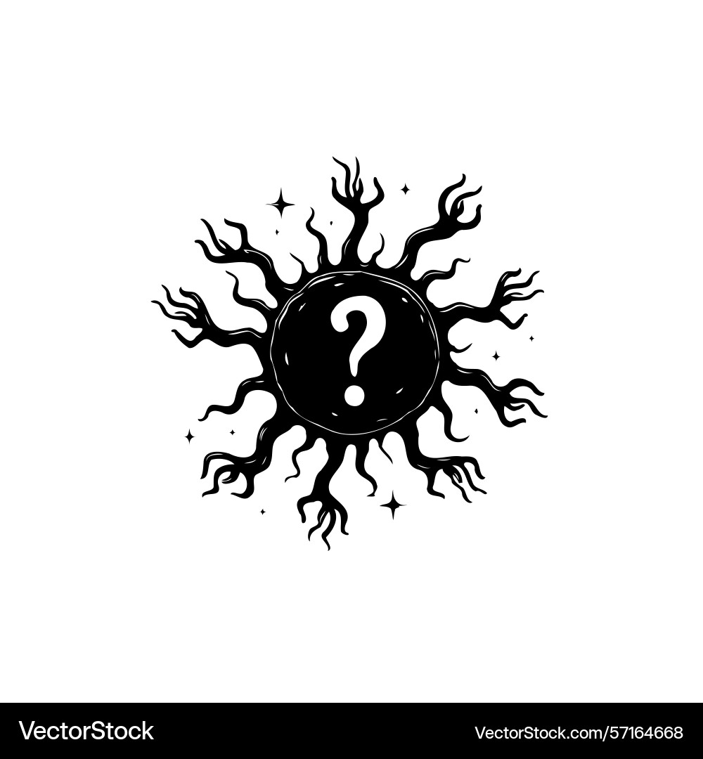 Mysterious sun with a question mark for web Vector Image