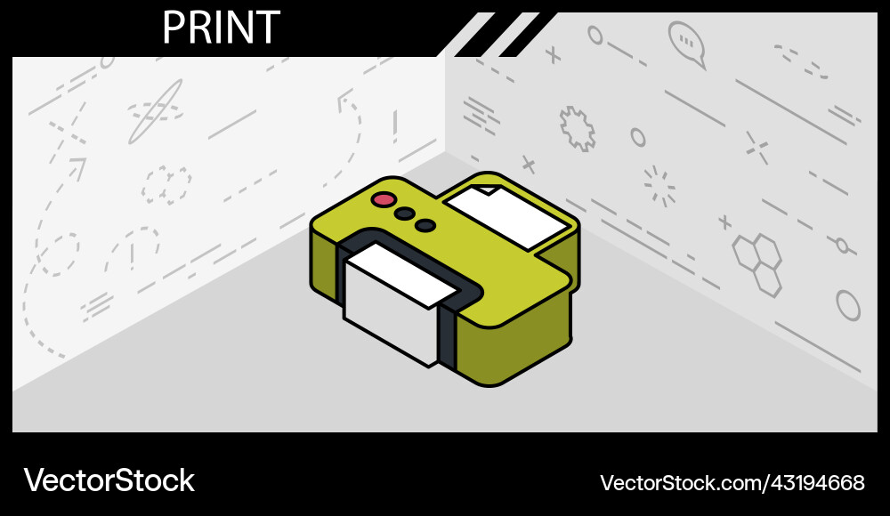 Print isometric design icon web 3d colorful Print isometric design icon web 3d colorful vector image
