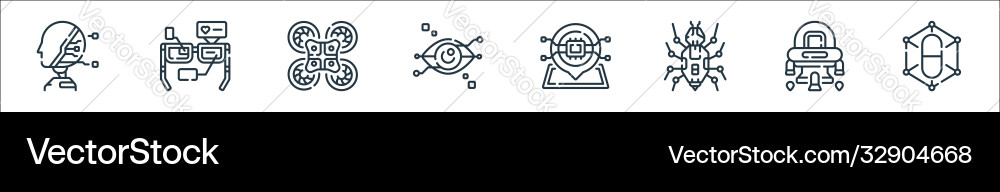 Robotics line icons linear set quality Robotics line icons linear set quality vector image