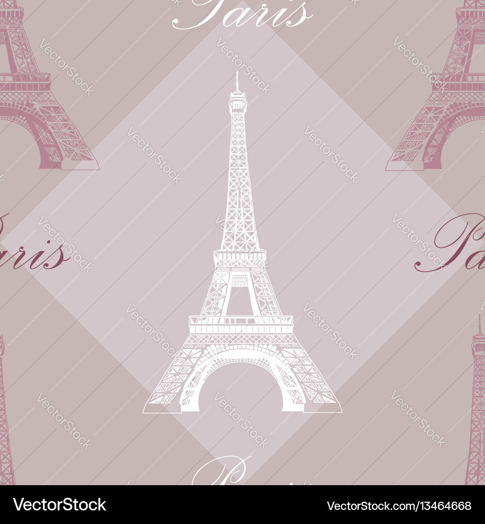 Seamless pattern with eiffel tower on grey vector image