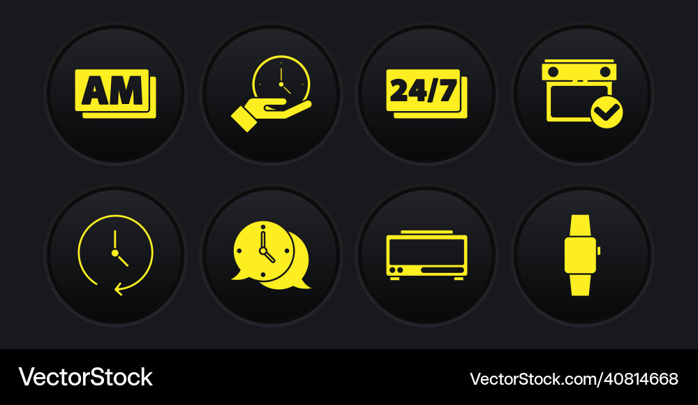 Set clock calendar with check mark speech bubble vector image