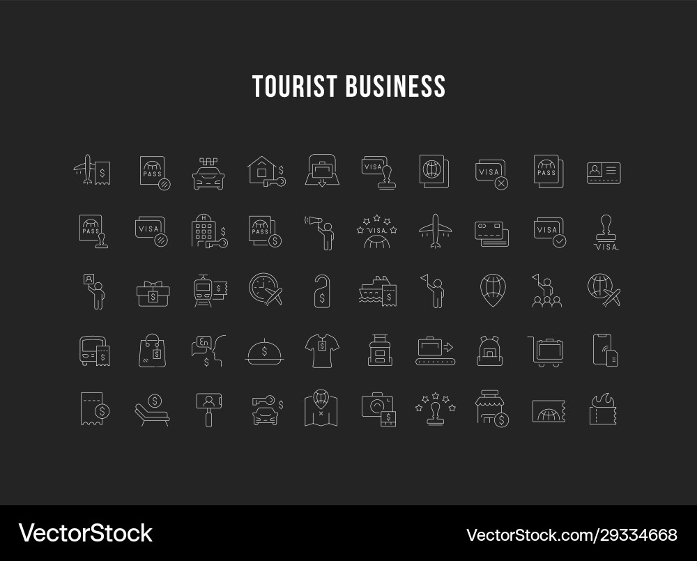 Set line icons tourist business Set line icons tourist business vector image