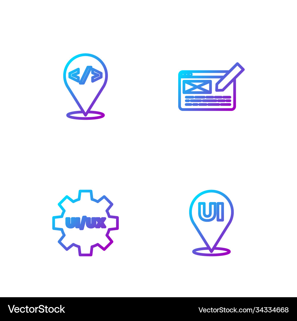 Set line ui or ux design front end development Set line ui or ux design front end development vector image
