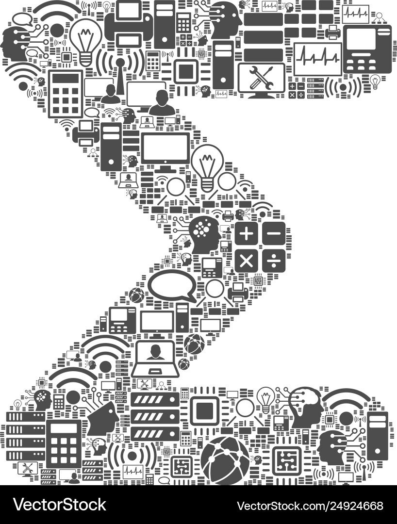 Sum collage icon for bigdata and computing vector image