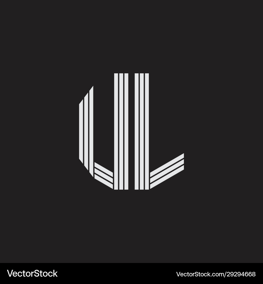 Ul logo monogram with outline style linked Ul logo monogram with outline style linked Vector Image