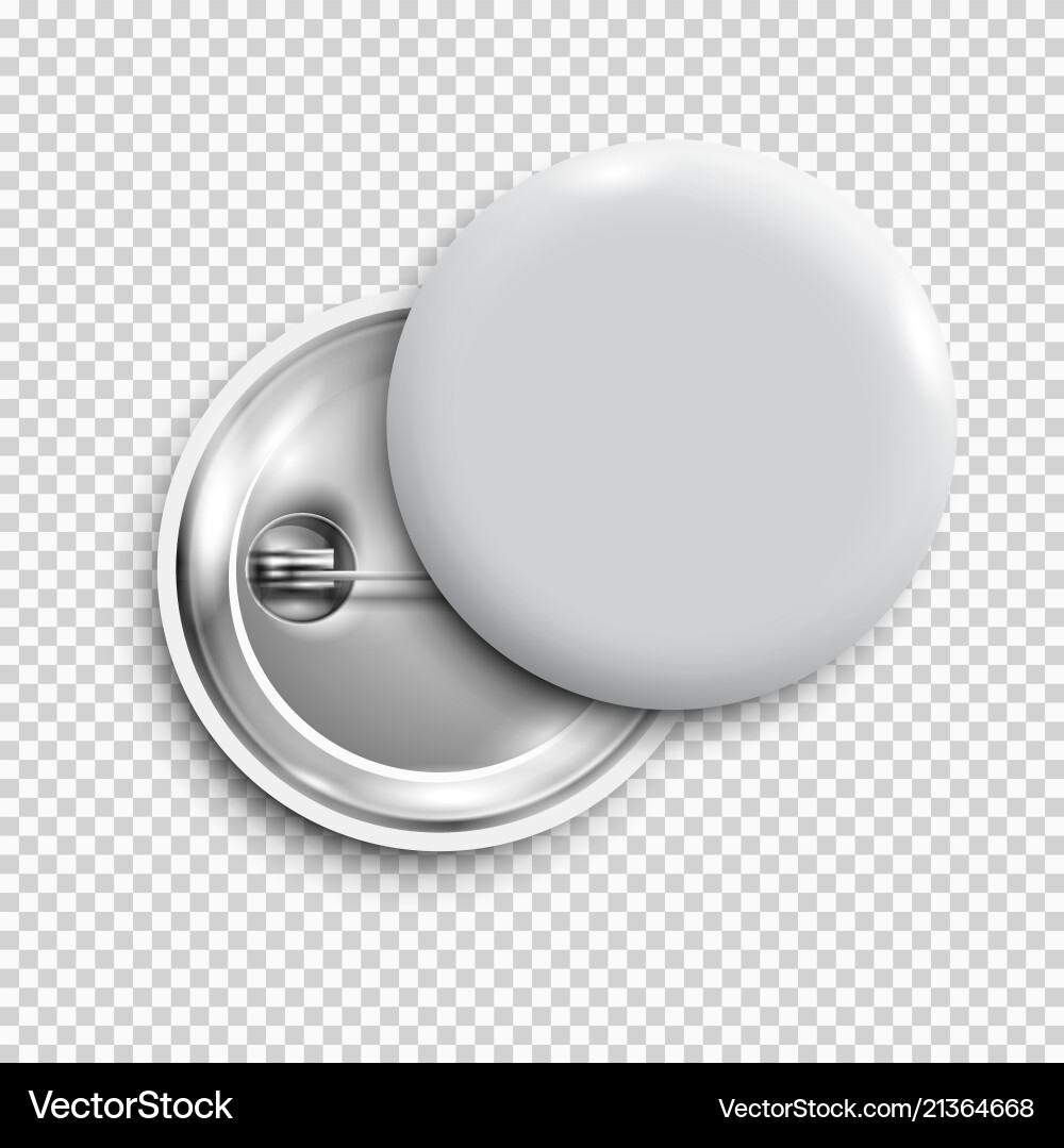 White 3d blank badgeround buttonpin button Vector Image