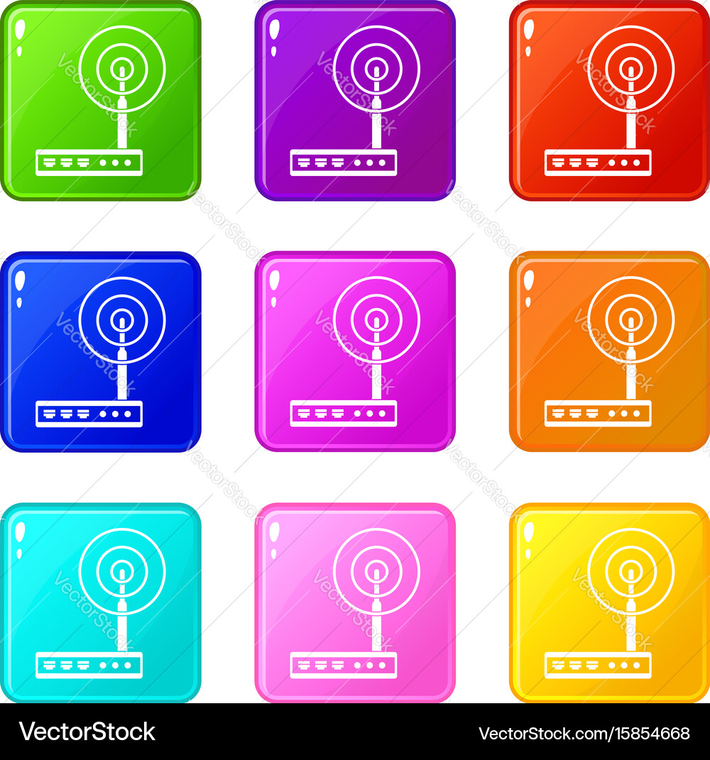 Wifi router icons 9 set vector image