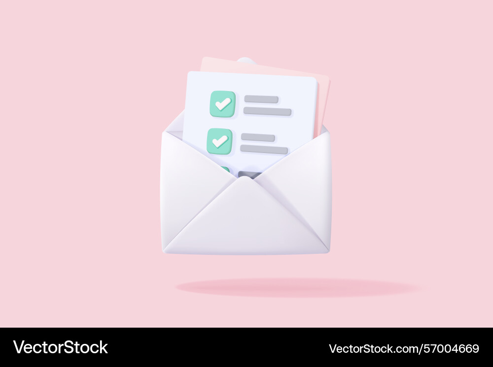 3d mail envelope icon with task management todo Vector Image