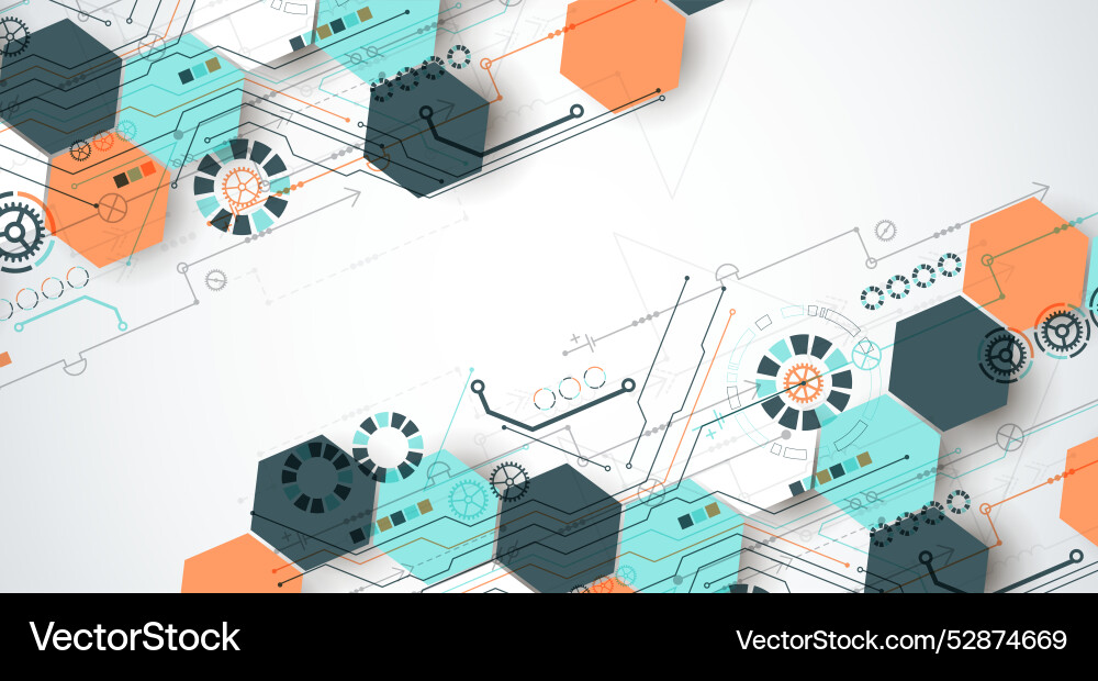 Abstract circuit board background with hexagons Abstract circuit board background with hexagons vector image