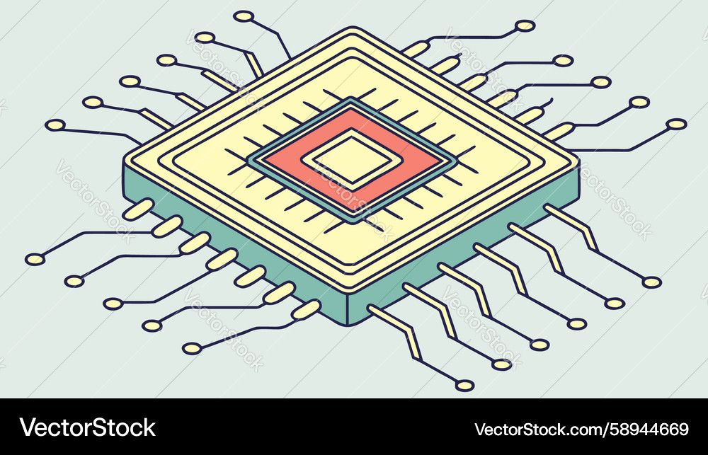 Advanced microchip processor essential computer Vector Image