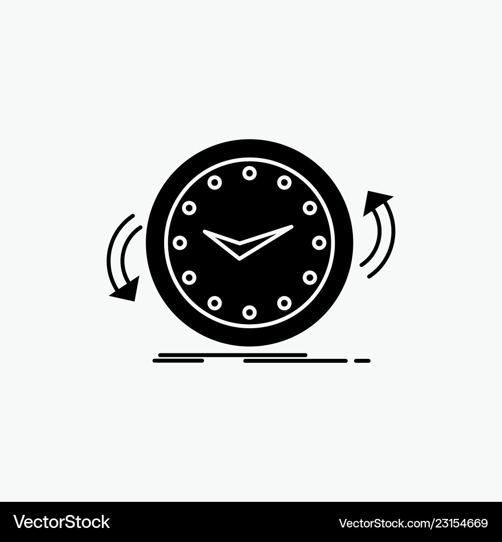 Backup clock clockwise counter time glyph icon Backup clock clockwise counter time glyph icon vector image