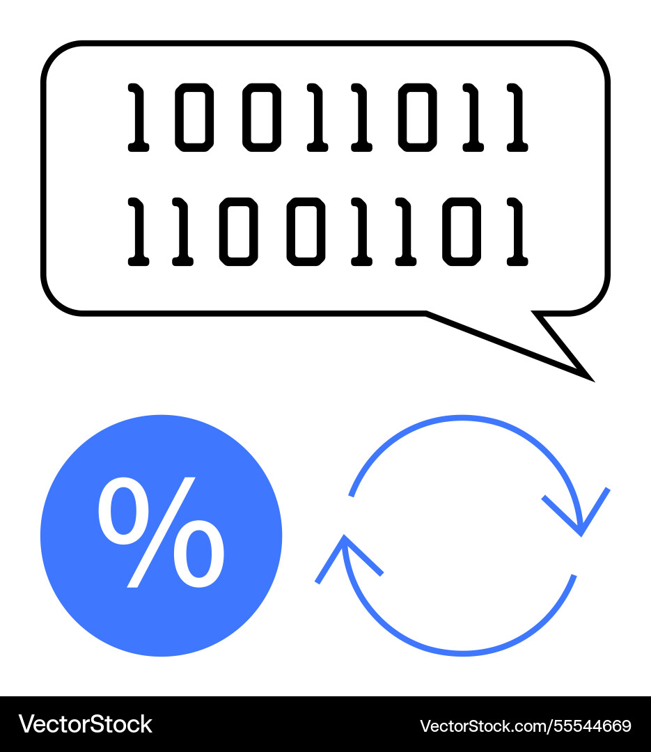 Binary code speech bubble with percentage sign Binary code speech bubble with percentage sign vector image