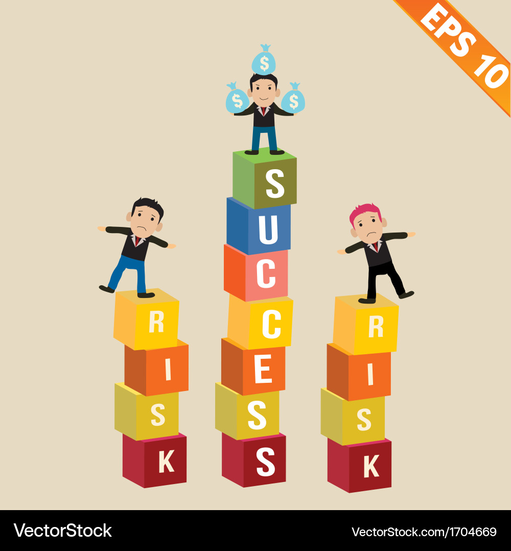Businessman on Risk Blocks Royalty Free Vector Image