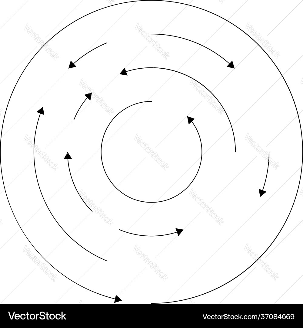 Circular concentric arrows in opposite direction Vector Image