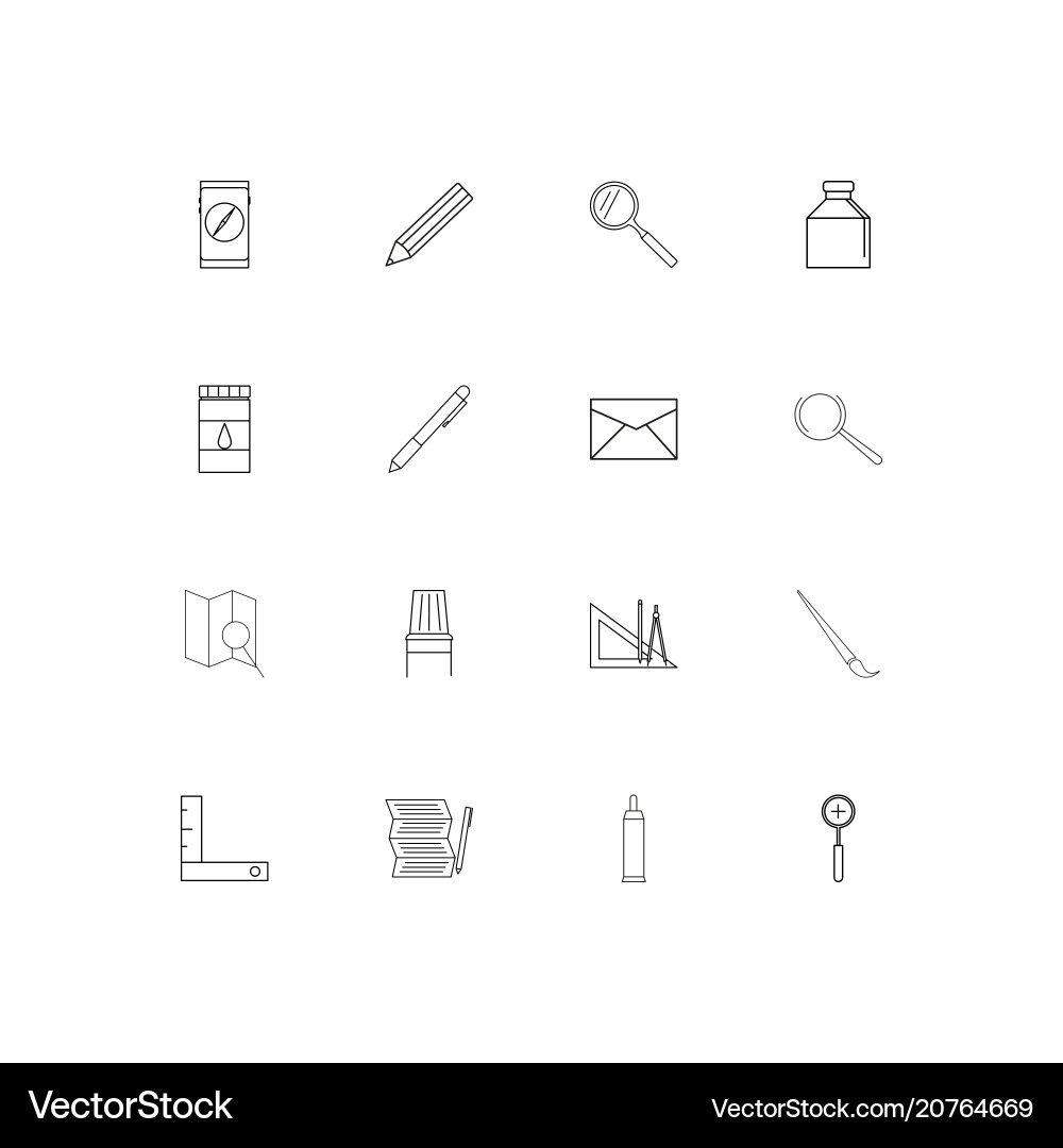 Creative process and design linear thin icons set vector image