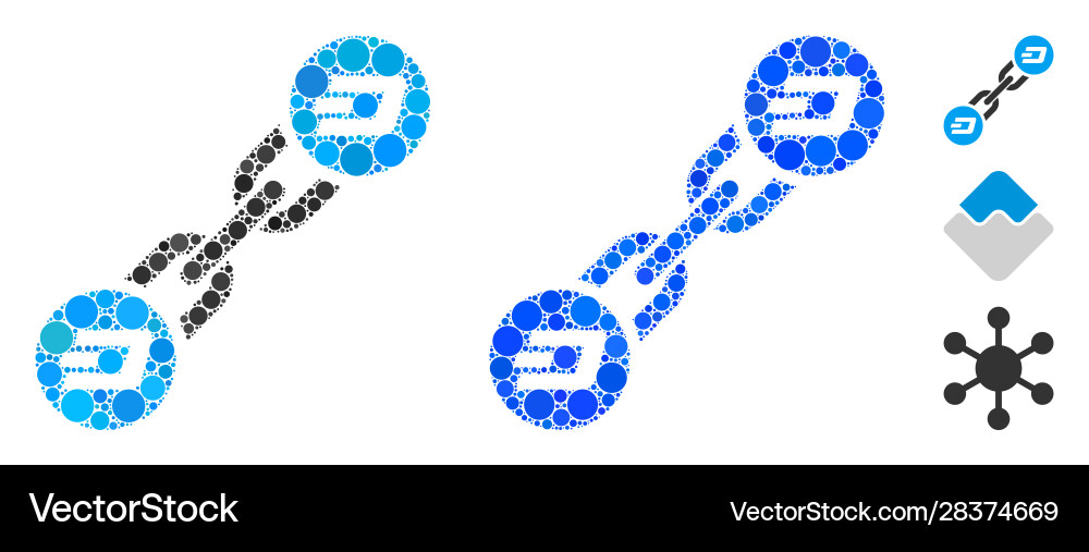 Dash blockchain mosaic icon circle dots Dash blockchain mosaic icon circle dots vector image