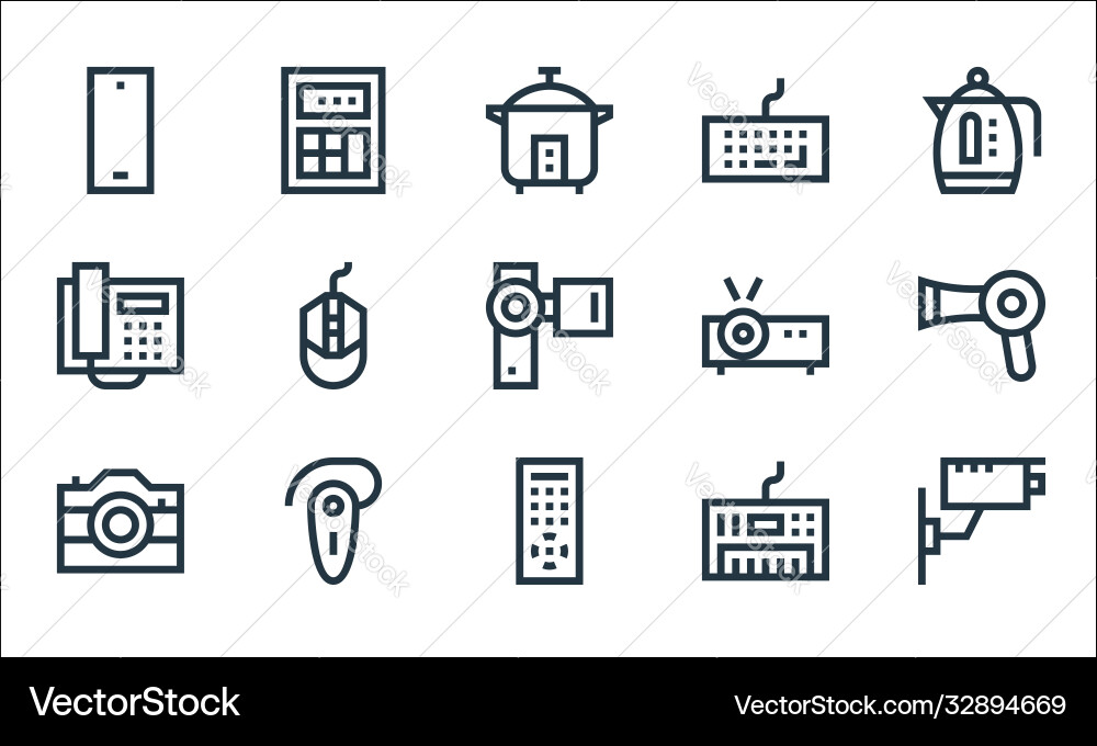 Electronics line icons linear set quality Electronics line icons linear set quality Vector Image