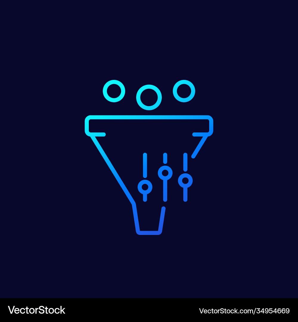 Funnel with controls line icon vector image