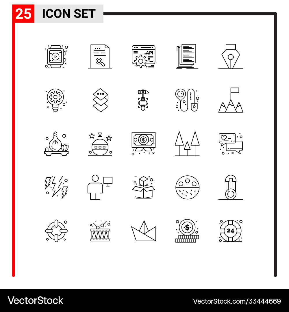 Group 25 modern lines set for pen list api vector image