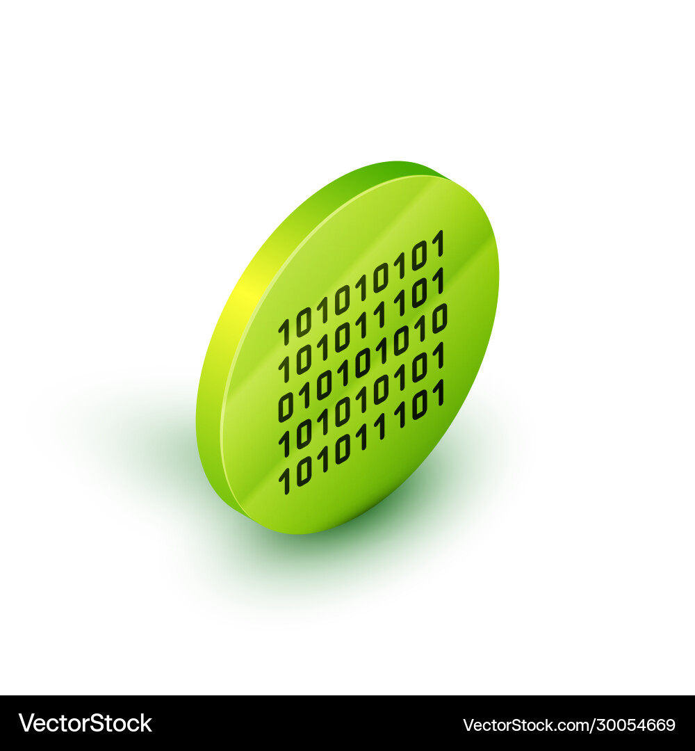 Isometric line binary code icon isolated on white vector image