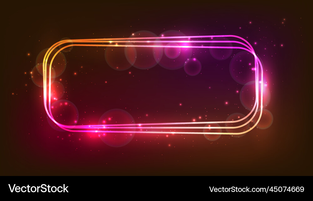 Neon rectangular frame with shining effects Vector Image