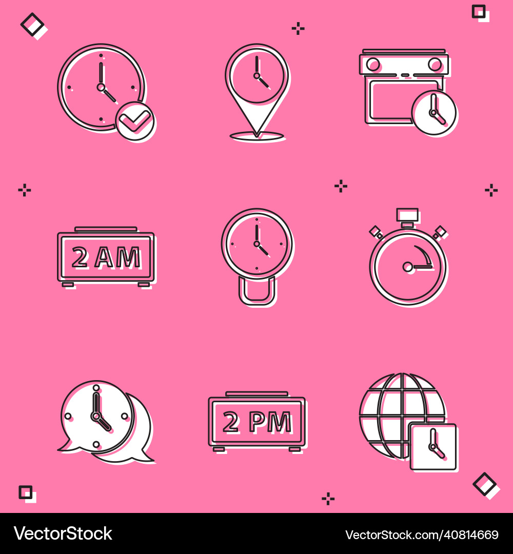 Set clock location with calendar Vector Image