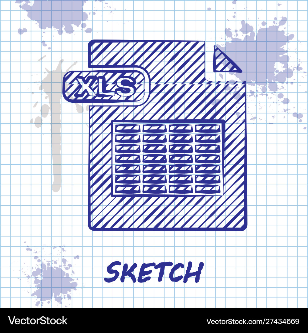 Sketch line xls file document download button Sketch line xls file document download button vector image