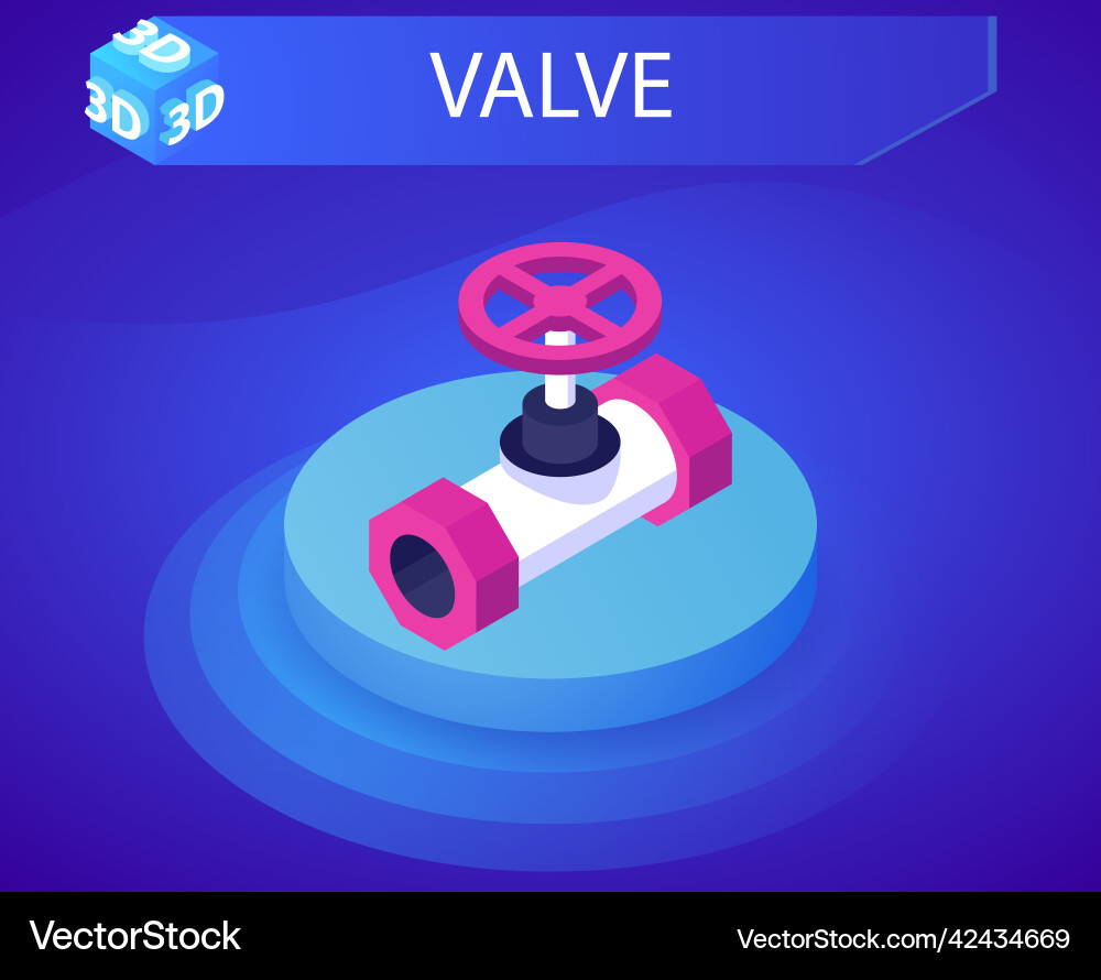 Valve isometric design icon web 3d colorful Valve isometric design icon web 3d colorful Vector Image