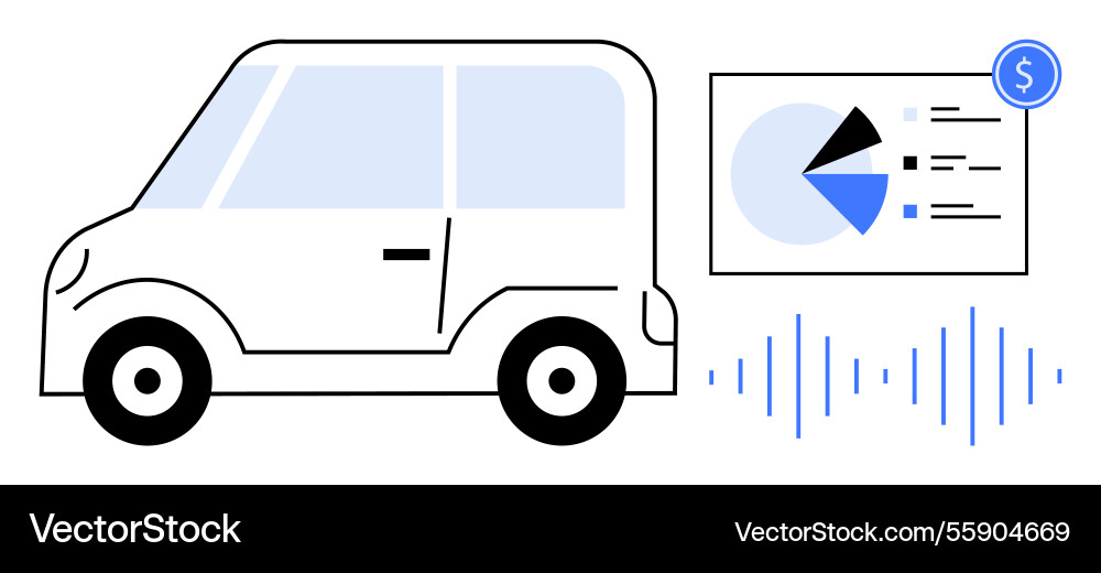Vehicle data analytics with pie chart Vector Image