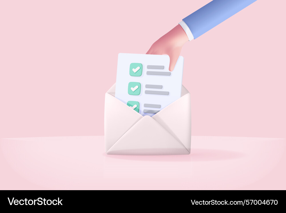 3d mail envelope icon with task management todo 3d mail envelope icon with task management todo vector image