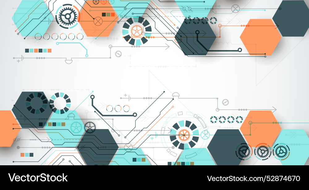 Abstract circuit board background with hexagons Abstract circuit board background with hexagons vector image