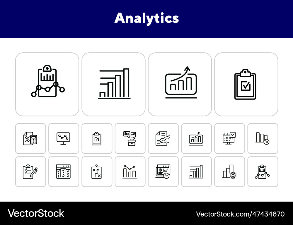 Analytics line icon set Analytics line icon set vector image