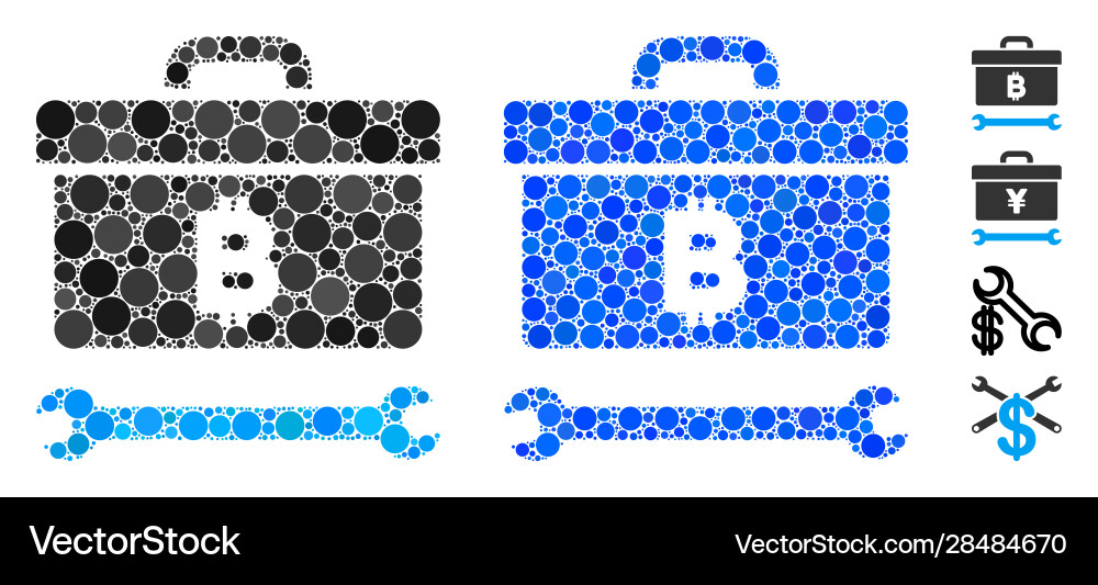 Bitcoin toolbox composition icon round dots Bitcoin toolbox composition icon round dots vector image