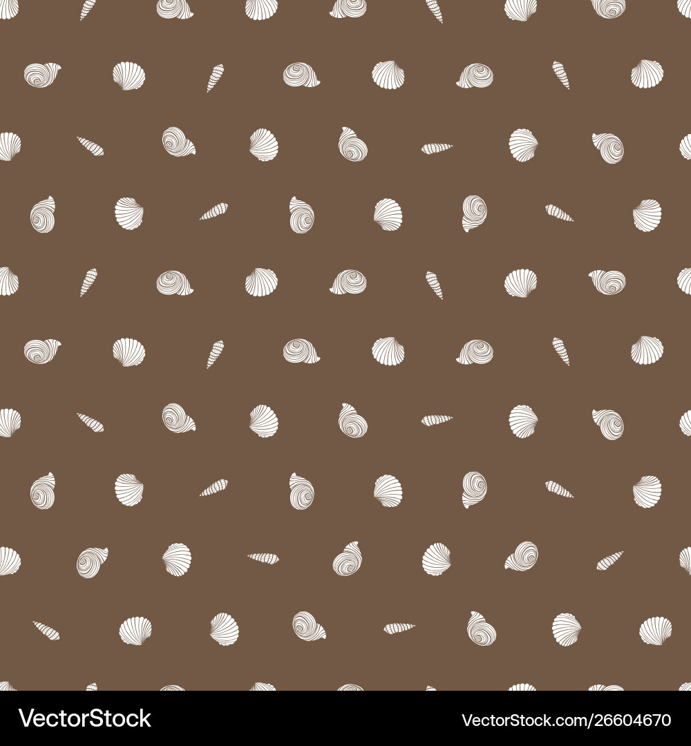 Brown repeat pattern with small seashells Brown repeat pattern with small seashells vector image