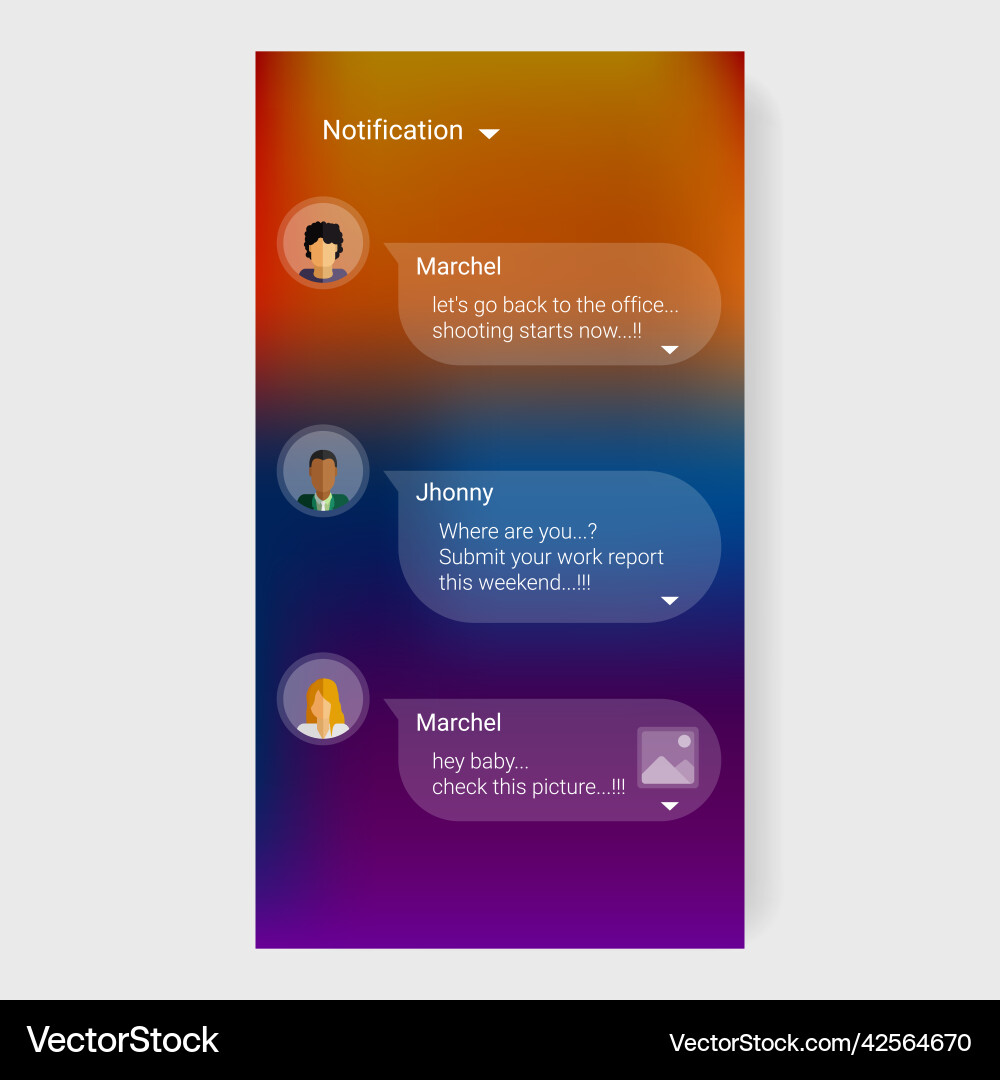 Chatting notification ui lock screen template vector image