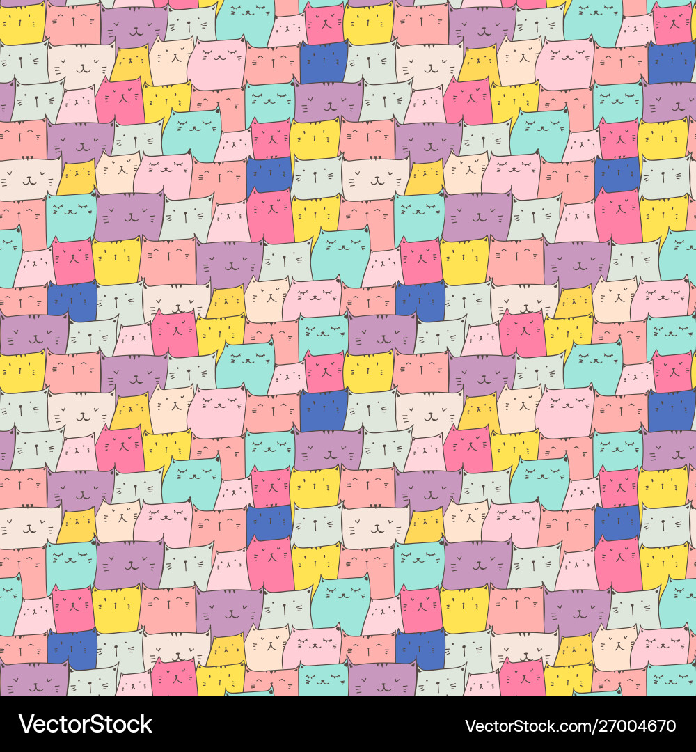 Cute cat seamless pattern background Cute cat seamless pattern background Vector Image