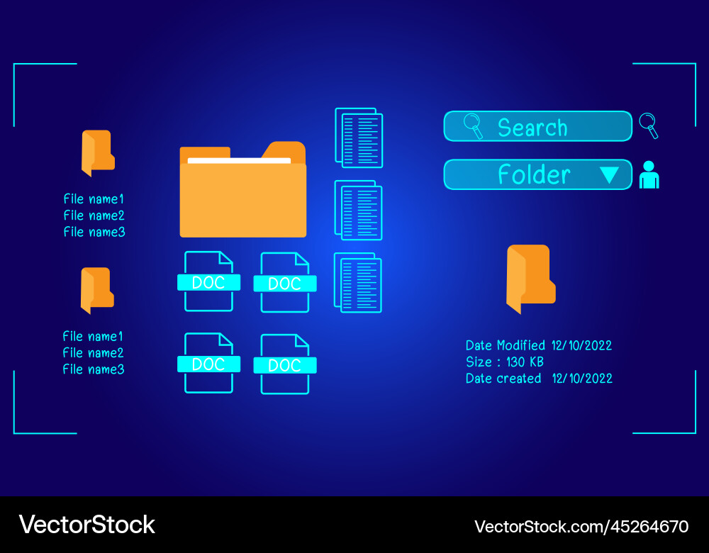 Document management system concept folder Document management system concept folder vector image