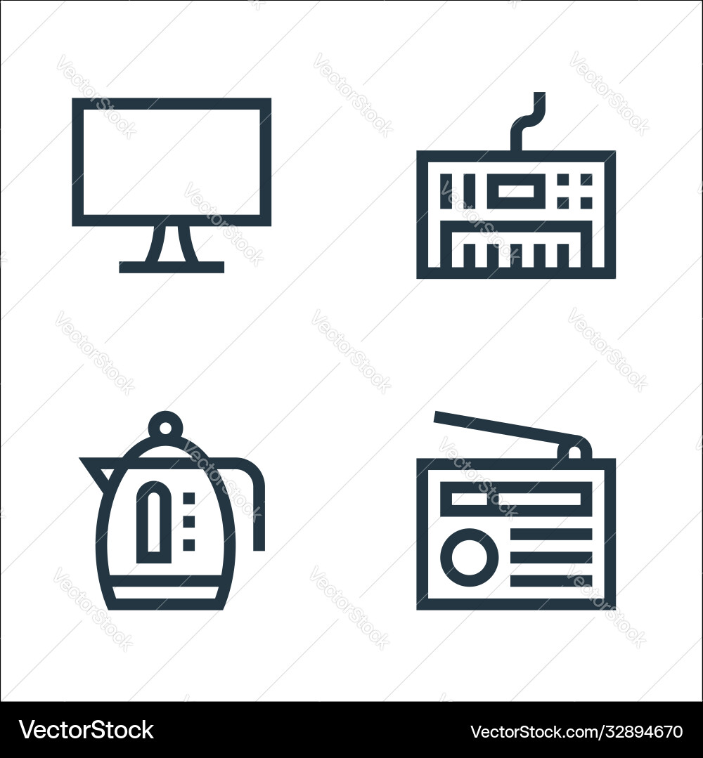 Electronics line icons linear set quality Electronics line icons linear set quality vector image