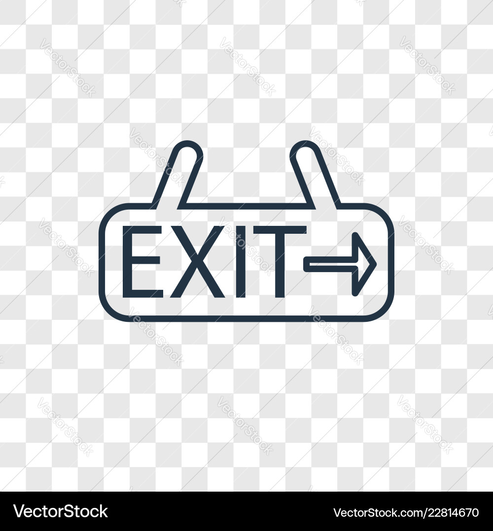 Exit concept linear icon isolated on transparent Exit concept linear icon isolated on transparent vector image