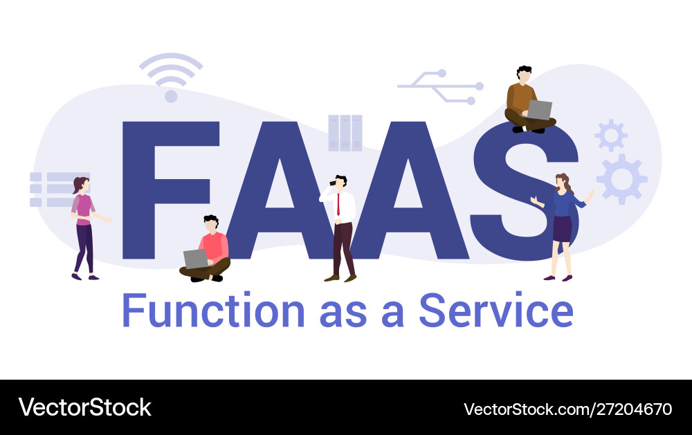 Faas function as a service concept with big word vector image