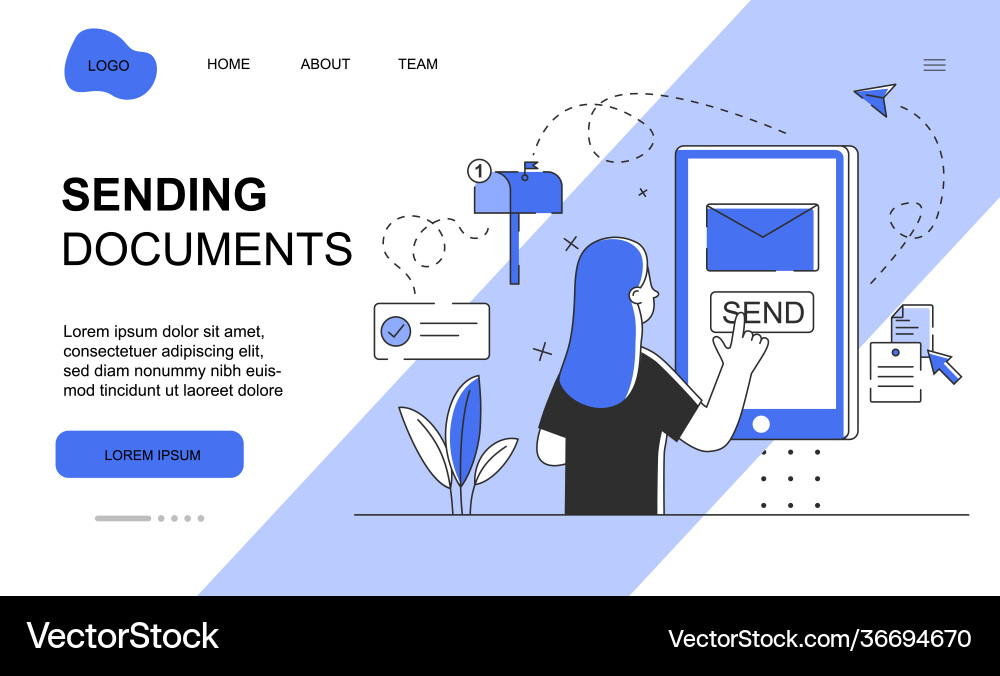 Female character is sending documents mail Female character is sending documents mail vector image