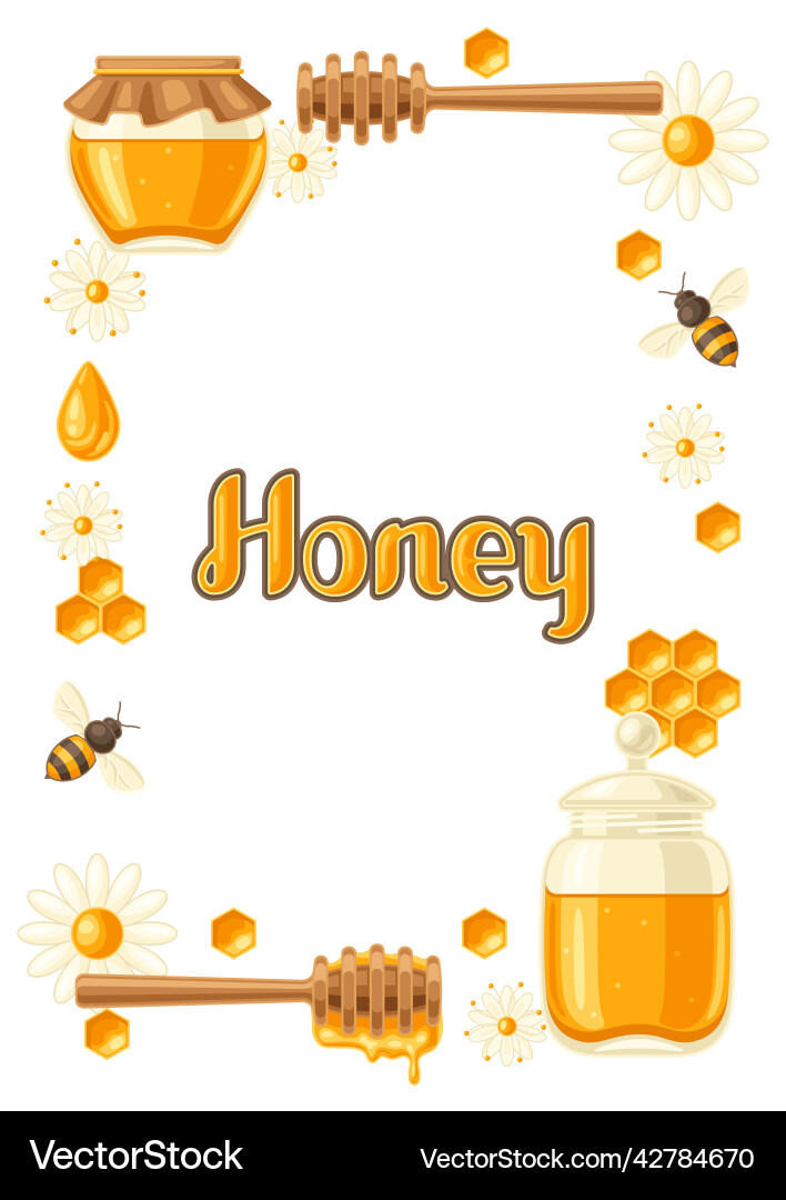 Frame with honey items image for food Frame with honey items image for food vector image