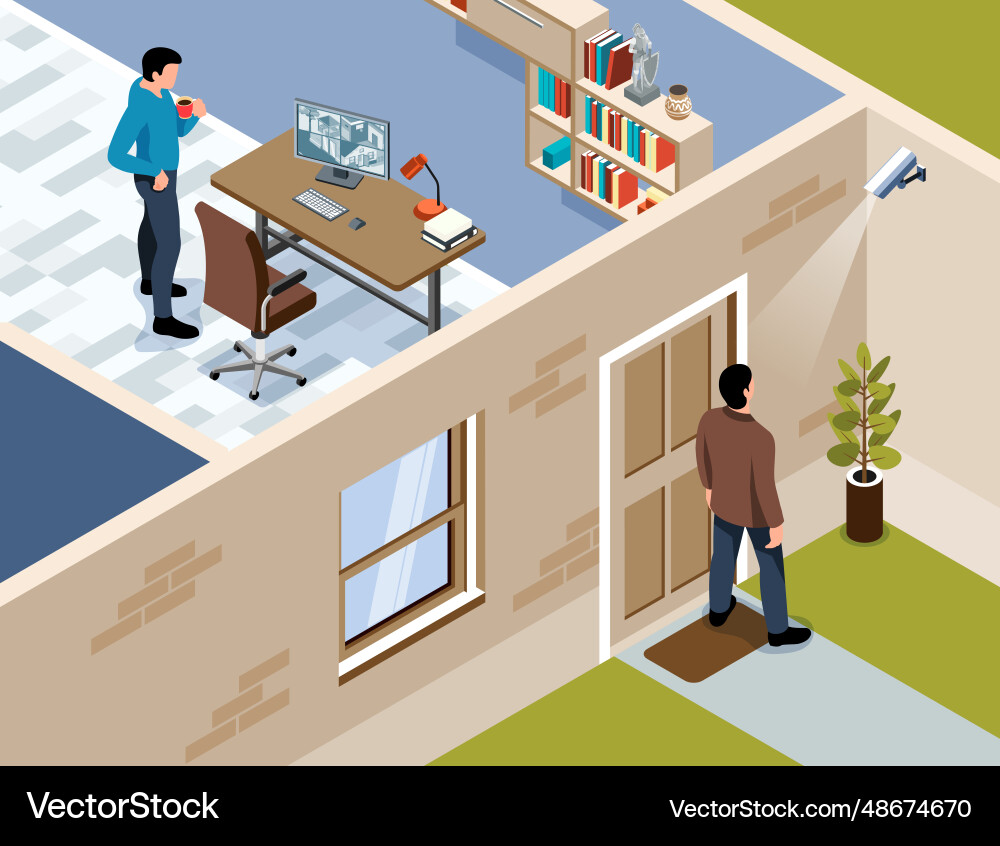 House security isometric composition House security isometric composition vector image