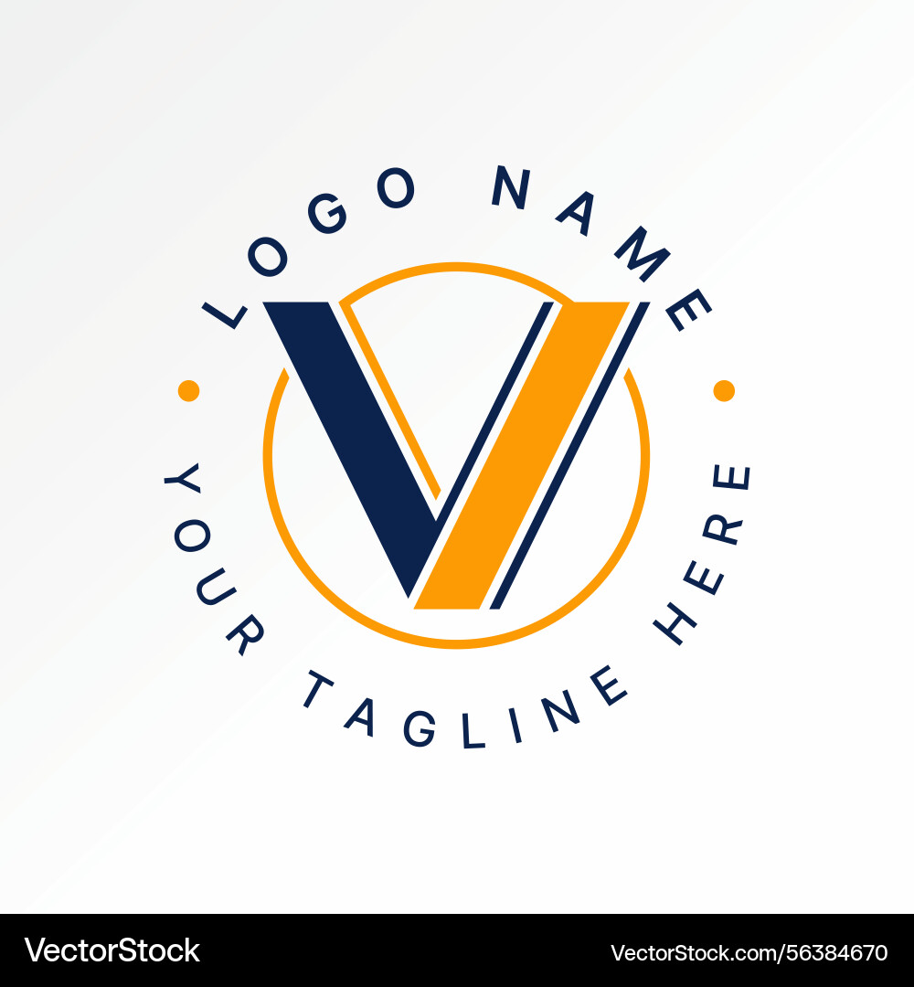Initial v sans serif font with cutting line circle Initial v sans serif font with cutting line circle vector image