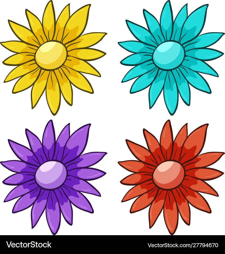 Isolated set flowers Royalty Free Vector Image