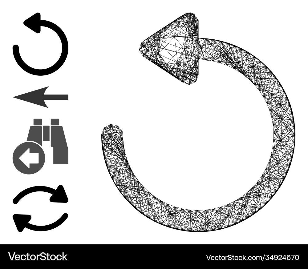 Linear rotate left mesh Linear rotate left mesh vector image
